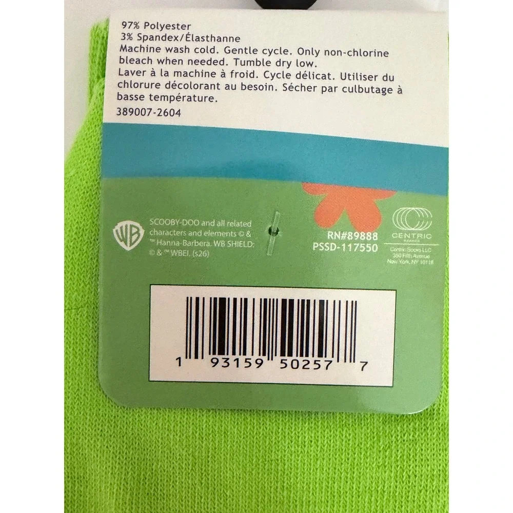 Scooby-Doo Halloween Ghost Boo Crew Socks Lime Green Mens 6-12 Warner Bros NWT